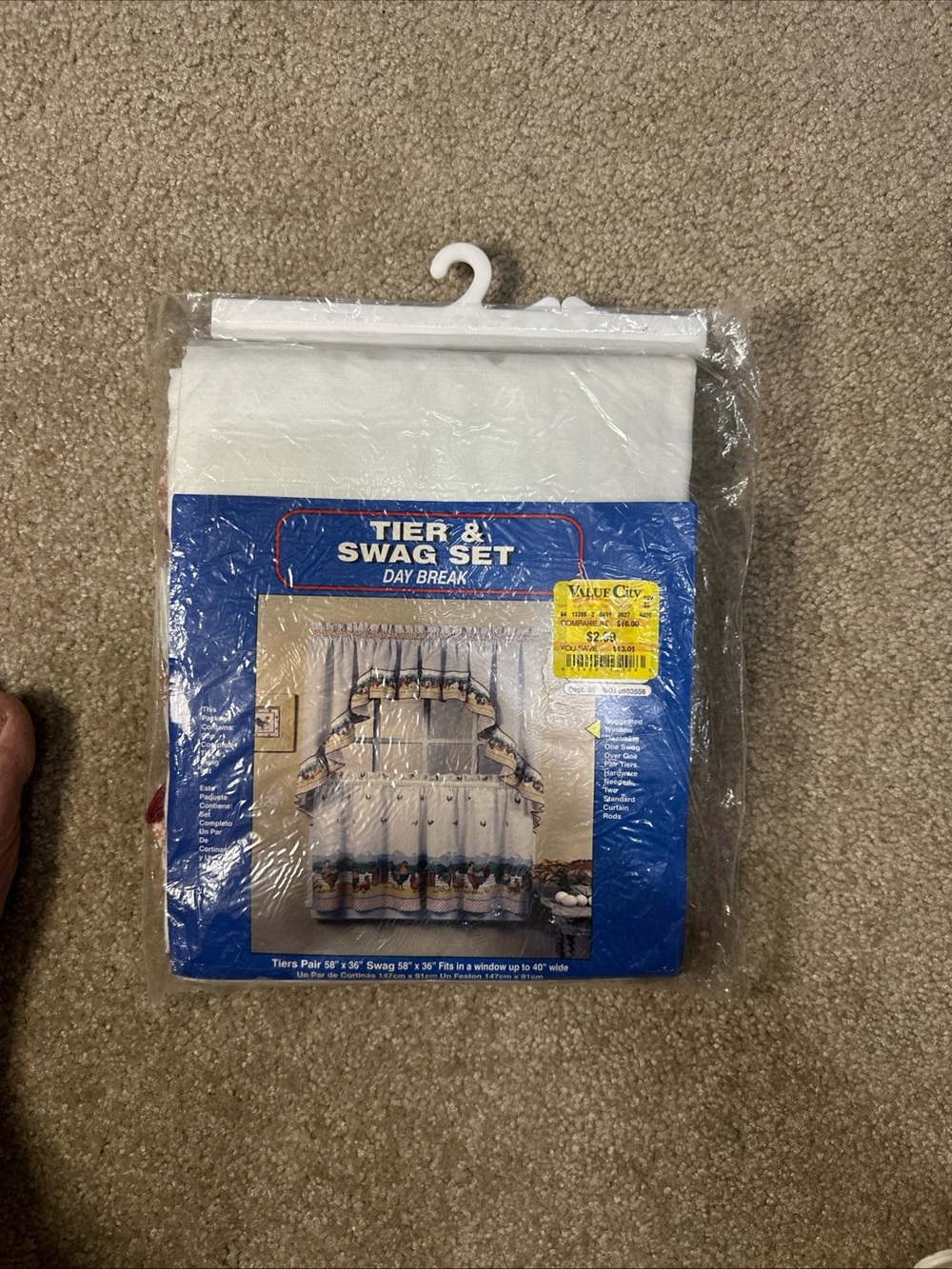 Tier & Swag Set - White with Chickens Window Curtain Set